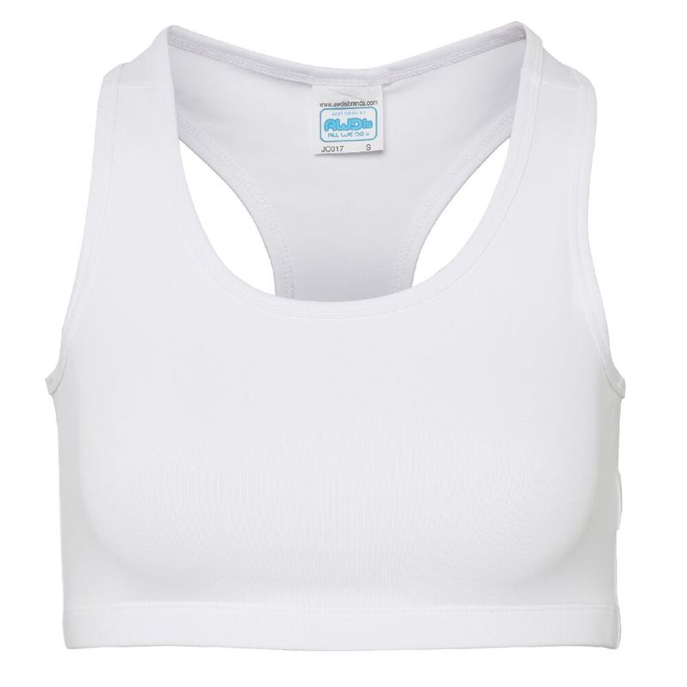 AWDis Just Cool Womens/Ladies Girlie Sports Crop Top / Arctic White